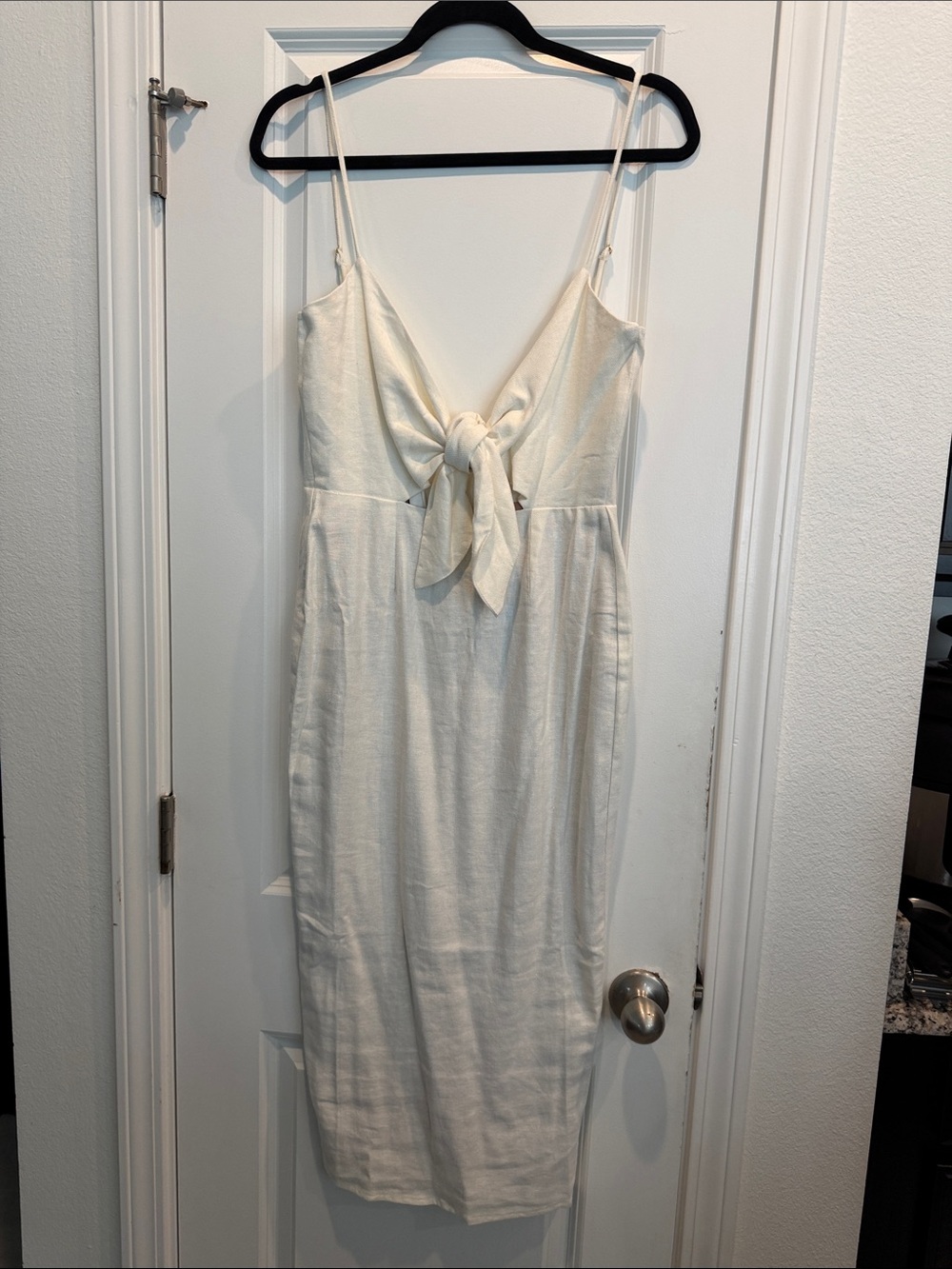 JLUXLABEL Cream Midi Tie-Front Dress